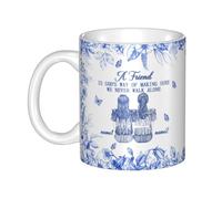 Tazza da caffè personalizzata in ceramica con scritta in lingua inglese "A Friend is God's Way of Making Sure We Never Walk Alone", regalo dell'amicizia con nome per le sorelle, regalo dell'amicizia