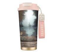 Tazza da caffè personalizzata unica - Bicchiere isolato in acciaio inox per viaggi, casa e ufficio - 500 ml Il riflesso dell'acqua sul pavimento rosa