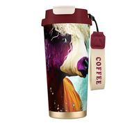 Tazza da caffè personalizzata unica - Bicchiere isolato in acciaio inox per viaggi, casa e ufficio, 500 ml, metà umano, metà toro Angus rosso