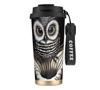 Tazza da caffè personalizzata unica - Bicchiere isolato in acciaio inox per viaggi, casa e ufficio - 500 ml L'aquila calva incandescente nera