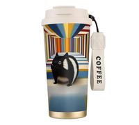 Tazza da caffè personalizzata unica - Bicchiere isolato in acciaio inox per viaggi, casa e ufficio - 500 ml The Void Cat bianco