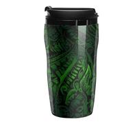 Tazza da caffè polinesiana verde divertente tazza isolata a prova di perdite tazza da viaggio con coperchio 250 350 ml