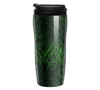 Tazza da caffè polinesiana verde divertente tazza isolata a prova di perdite tazza da viaggio con coperchio 250 350 ml