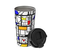 Tazza Da Caffè Portatile Collage Style Design In Acciaio Inossidabile Adulti Tazza A Doppia Parete, Per Casa, Ufficio, Bevande, 17Oz