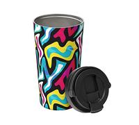 Tazza Da Caffè Portatile Geometric Patterns And Urban Elements A Prova Di Perdite In Acciaio Inossidabile Tazza Auto, Per Casa, Ghiaccio O Bevande Calde, Campeggio, 17Oz