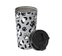 Tazza Da Caffè Portatile Leopard Print With Dog Paws Con Coperchi A Doppia Parete Isolata Sottovuoto Tazza Da Caffè, Per Campeggio, Bevande, Ufficio, 17Oz