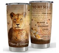 Tazza Da Caffè Portatile Tazze Da Viaggio Con Paglia E Coperchio Mug Termica Per Natale Auto Compleanno 590 Ml Bicchiere Personalizzato Con Leone Per Mamma E Figlio