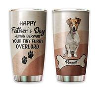 Tazza Da Caffè Portatile Tazze Da Viaggio Tazza Termica Per Natale Colleghi Anniversario 590 Ml Jack Russell Terrier Personalizzato - Felice Festa Del Papà, Servitore Umano, Il Tuo Papà