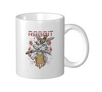 Tazza Da Caffè Rabbit With A Knife Latte Mug Uomini Donne Tazza De Cerámica, Per Compleanno, Bambini, Merenda, 330ml