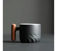Tazza da caffè retrò in ceramica da 80 ml Tazza da acqua per ufficio Filtro Tazza da tè Tazza da caffè con manico in legno Tazza da caffè fatta a mano Regalo di compleanno