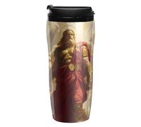 Tazza da caffè riutilizzabile con stampa delle dee greche da viaggio, con coperchio, 350 ml