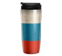 Tazza da caffè riutilizzabile stampata con bandiera della Russia vintage bottiglia d'acqua da viaggio isolata con coperchio 350 ml