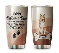Tazza Da Caffè Riutilizzabile Tazze Da Viaggio Portatile Tazza Termica Per Amico Mamma 590 Ml Cane Personalizzato - Per Uomo. Felice Festa Del Papà. Servitore Umano. Il Tuo Collie Peloso.