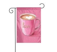 Tazza da caffè rosa con scritta Love Garden Flag 30 x 45 cm verticale su entrambi i lati decorazione per casa colonica vacanze esterne bandiera cortile