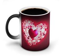 Tazza da caffè scolorita da 12 once, San Valentino, cuore d'amore, tazze da caffè in ceramica stampate con manico, tazza da caffè che cambia colore, tazze divertenti per tè, zuppa, latte, latte macchi