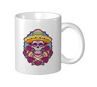Tazza Da Caffè Skulls And Flowers Thè Mug Uomini Donne Tazza De Cerámica, Per Colazione, Merenda, Work, 330ml