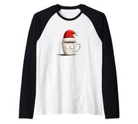 Tazza da caffè Sorridente in Look Natalizio per i Fan della Cioccolata Calda Maglia con Maniche Raglan