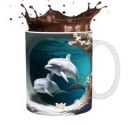 Tazza da caffè - tazze carine tazza di delfino dipinta in ceramica, tazza da caffè a forma di delfino, novità, in ceramica, 11oz, regalo di festa e compleanno