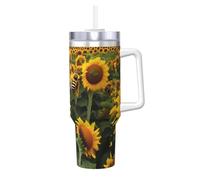 Tazza da caffè termica con stampa di api girasole da 40 once in acciaio inox thermos da viaggio casa ufficio uso esterno