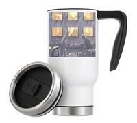Tazza da caffè termica da viaggio con scritta "Cat People vs The Dog People", 480 ml, colore: bianco