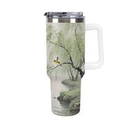 Tazza da caffè thermos tazza da viaggio thermos per bevande calde Orioles primaverili sulla banca di salice tazza casual bottiglia dell'acqua calda adatta per auto, viaggi, campeggio, escursioni