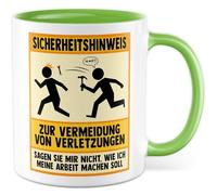 Tazza da caffè umoristica con scritta - Regalo "Avvertenze di sicurezza - Dimmi come voglio fare il mio lavoro" - Tazza da caffè 330 ml in ceramica - Umorismo sarcasmo ironia lavoro tazza ufficio