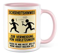 Tazza da caffè umoristica con scritta - Regalo "Avvertenze di sicurezza - Dimmi come voglio fare il mio lavoro" - Tazza da caffè 330 ml in ceramica - Umorismo sarcasmo ironia lavoro tazza ufficio