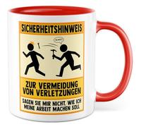Tazza da caffè umoristica con scritta - Regalo "Avvertenze di sicurezza - Dimmi come voglio fare il mio lavoro" - Tazza da caffè 330 ml in ceramica - Umorismo sarcasmo ironia lavoro tazza ufficio