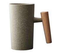 Tazza da caffè vintage Tazze vintage da 7, 4 once con manico in legno Tazze da caffè in gres squisite Tazza da tè ceramica adatta alla lavastoviglie e al microonde per la casa Stile pietra grezza