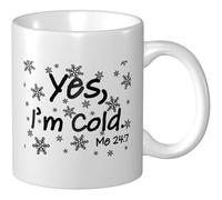 Tazza Da Caffè Yes I'M Cold Me 24:7 Tazze Caffè Personalizzato Con Manico Tazza Divertente, Per Colazione, Office, Compleanno, 330ml