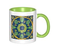 Tazza da caffè Yin Yang Totem Tazza in ceramica a doppio colore Tazza da tè Tazza da tè Tazza divertente stampa verde Tazze per casa e ufficio 325 ml