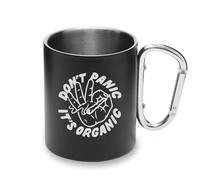 Tazza da campeggio con manico a moschettone in metallo con scritta "Don't Panic It's Organic Weed Joint Marijuana"