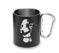 Tazza da campeggio con manico a moschettone in metallo, motivo: ragazza con gelato, Banksy Street Art
