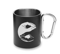 Tazza da campeggio con manico a moschettone in metallo per arti marziali Yin Yang Balance Hands