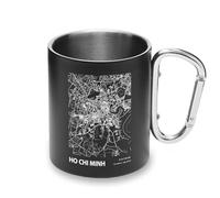 Tazza da campeggio con manico a moschettone, motivo: mappa della città di Ho Chi Minh Vietnam, in metallo