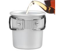 Tazza da campeggio con manico pieghevole, in lega di alluminio, ultra leggera, da viaggio, 150 ml, con moschettone, ultra leggera e compatta, per viaggi, picnic, escursioni, viaggi con zaino in spalla