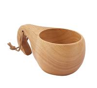 Tazza da campeggio in legno in stile nordico a mano lucida a tazza da bere in legno portatile con manico per il tè da tè al latte esterno campeggio escursionismo sopravvivenza