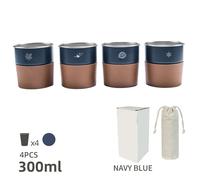 Tazza da campeggio portatile 300 ml in acciaio inox set 4 pezzi con copertura in