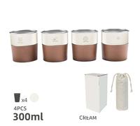Tazza da campeggio portatile 300 ml in acciaio inox set 4 pezzi con copertura in