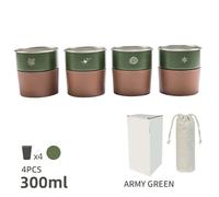 Tazza da campeggio portatile 300 ml in acciaio inox set 4 pezzi con copertura in