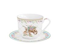 Tazza da Colazione Con Ut Spring Bloom Lepri E Fiori 370ml Porcellana EASY LIFE