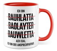 Tazza da costruzione, regalo con scritta in lingua tedesca "Ich bin Bauhlatta, Baolayter, Bauwlett. Ach egal ich bin der referner", tazza da caffè artigiano, edilizia, professione regalo, chef