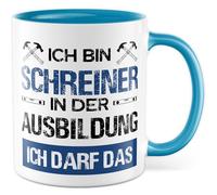 Tazza da falegname, idea regalo per l'educazione con scritta in lingua tedesca "Ich darf das, carpentiere Azubi, artigianato, officina, collega, lavoro, idea regalo
