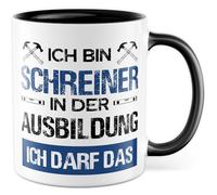 Tazza da falegname, idea regalo per l'educazione con scritta in lingua tedesca "Ich darf das, carpentiere Azubi, artigianato, officina, collega, lavoro, idea regalo