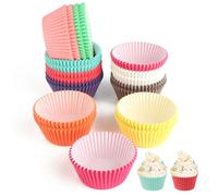 Tazza da forno usa e getta， Muffin/Cupcake con 10 Colori Vivaci - Carta Non Sbiancato & Sicurezza Alimentare, Antiaderente/Resistente Grasso per Cottura, Compleanni, Matrimoni (Dim. Standard)