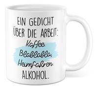Tazza da lavoro con scritta - regalo Una poesia sul lavoro: caffè Blablabla guida a casa alcol. - Tazza da caffè 330 ml in ceramica - Ufficio Team Job Colleghi idea regalo tazza caffè