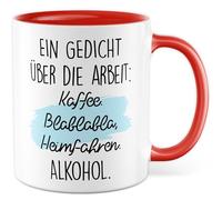 Tazza da lavoro con scritta - regalo Una poesia sul lavoro: caffè Blablabla guida a casa alcol. - Tazza da caffè 330 ml in ceramica - Ufficio Team Job Colleghi idea regalo tazza caffè