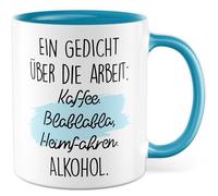 Tazza da lavoro con scritta - regalo Una poesia sul lavoro: caffè Blablabla guida a casa alcol. - Tazza da caffè 330 ml in ceramica - Ufficio Team Job Colleghi idea regalo tazza caffè