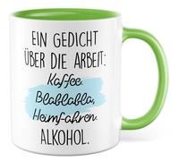 Tazza da lavoro con scritta - regalo Una poesia sul lavoro: caffè Blablabla guida a casa alcol. - Tazza da caffè 330 ml in ceramica - Ufficio Team Job Colleghi idea regalo tazza caffè