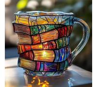 Tazza da Libro Dipinta, Tazza da Caffè 3D Dipinta Creativa, Tazze da Caffè in Resina Macchiata con Manico e Rivestimento in Acciaio Inox, Tazze Originali per Amanti dei Libri, Lettori, Bibliotecari